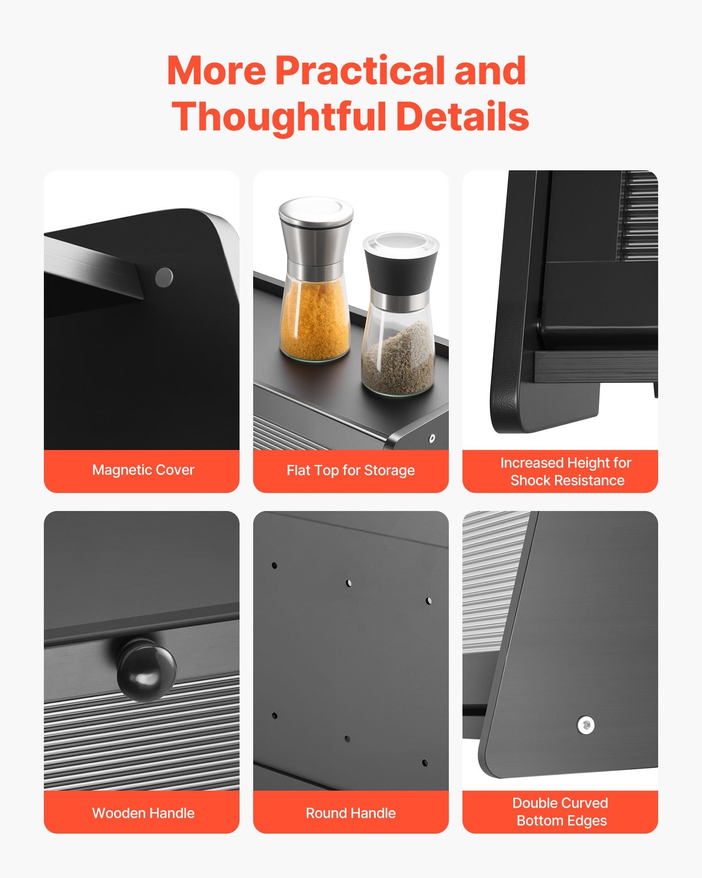 Bread Box for Kitchen Counter, Large Capacity Bamboo Bread Storage Container, Farmhouse Wooden Breadbox Organizer for Homemade Bread, Storage Holder Bin with Acrylic Wavy Door Panel, Black