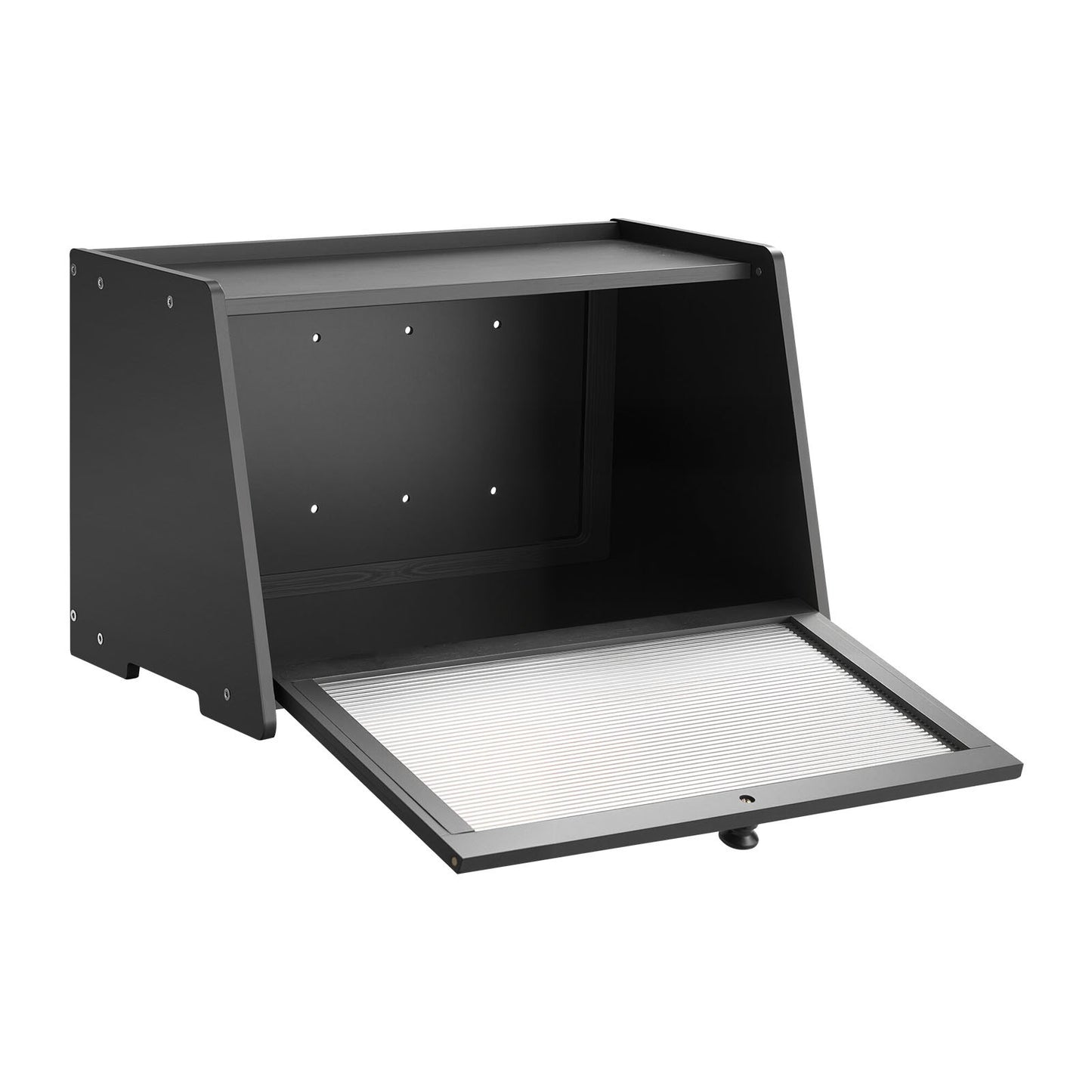 Bread Box for Kitchen Counter, Large Capacity Bamboo Bread Storage Container, Farmhouse Wooden Breadbox Organizer for Homemade Bread, Storage Holder Bin with Acrylic Wavy Door Panel, Black