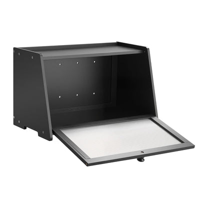 Bread Box for Kitchen Counter, Large Capacity Bamboo Bread Storage Container, Farmhouse Wooden Breadbox Organizer for Homemade Bread, Storage Holder Bin with Acrylic Wavy Door Panel, Black