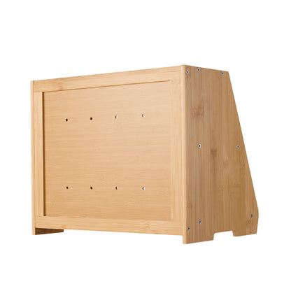 Double Layer Bread Box for Kitchen Counter, Large Capacity Bamboo Bread Storage Container, Farmhouse Wooden Breadbox for Homemade Bread, Storage Holder Bin with Acrylic Wavy Door Panel, Natural