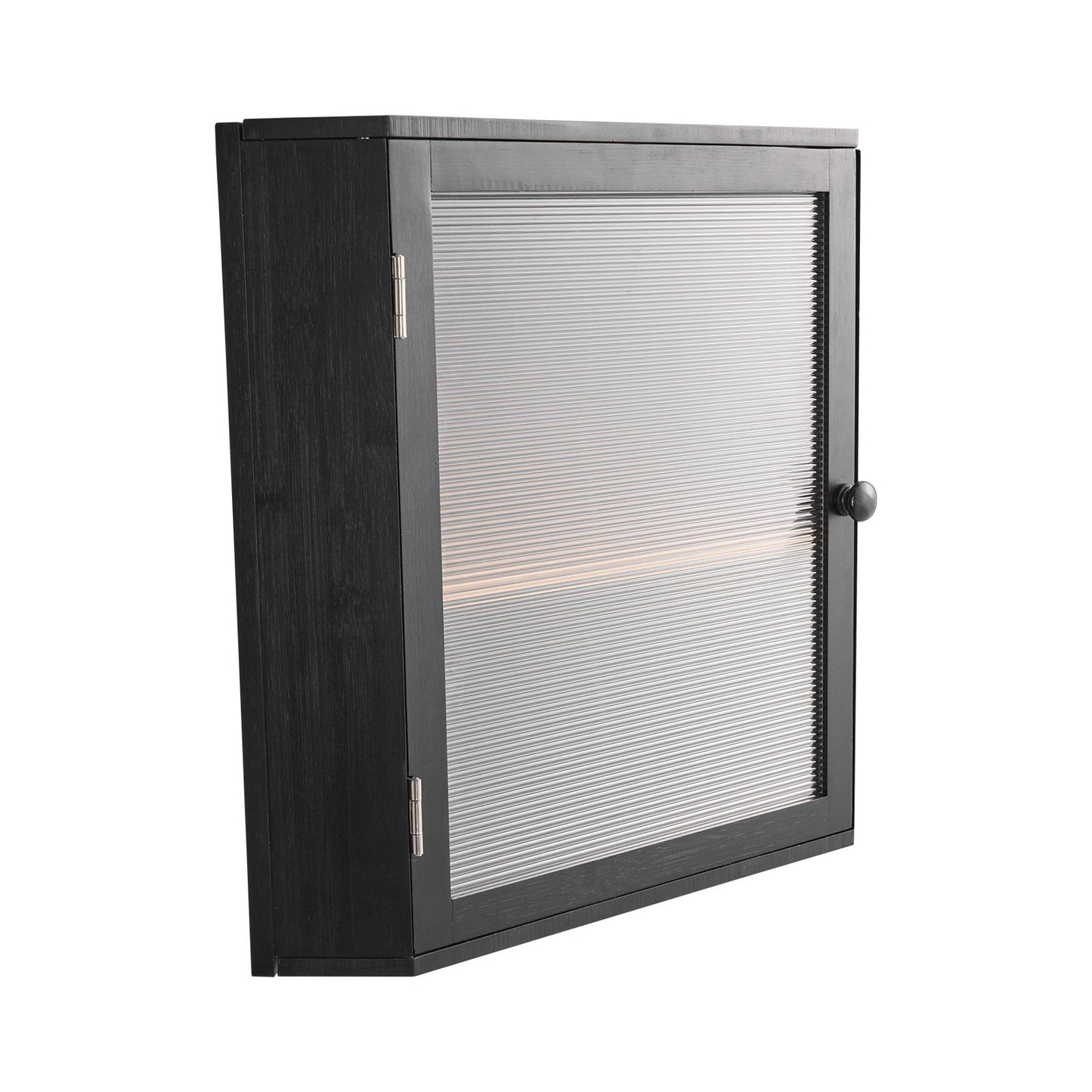 Corner Bread Box for Kitchen Counter, Double Layer Large Capacity Bamboo Bread Storage Container, Farmhouse Wooden Breadbox for Homemade Bread, Storage Holder Bin with Acrylic Wavy Door, Black