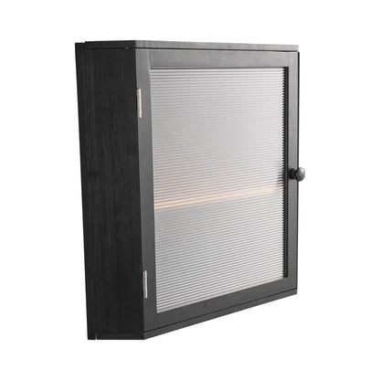 Corner Bread Box for Kitchen Counter, Double Layer Large Capacity Bamboo Bread Storage Container, Farmhouse Wooden Breadbox for Homemade Bread, Storage Holder Bin with Acrylic Wavy Door, Black