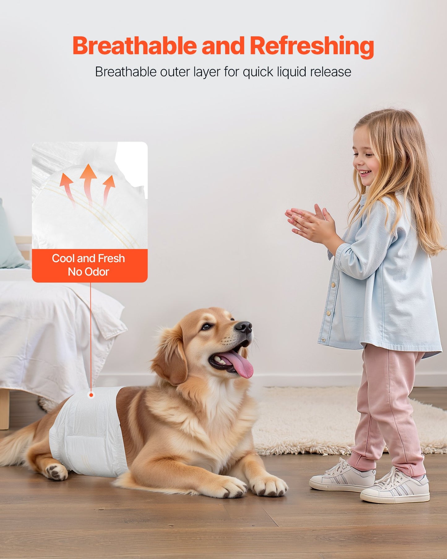 Disposable Male Dog Diapers, Super Absorbent Male Dog Wraps, 360 ° Leak-Proof Belly Bands with Wetness Indicator for Doggies in Heat, Training, Incontinence - M, 144 Count (2 Packs of 72)