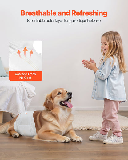 Disposable Male Dog Diapers, Super Absorbent Male Dog Wraps, 360 ° Leak-Proof Belly Bands with Wetness Indicator for Doggies in Heat, Training, Incontinence - M, 144 Count (2 Packs of 72)