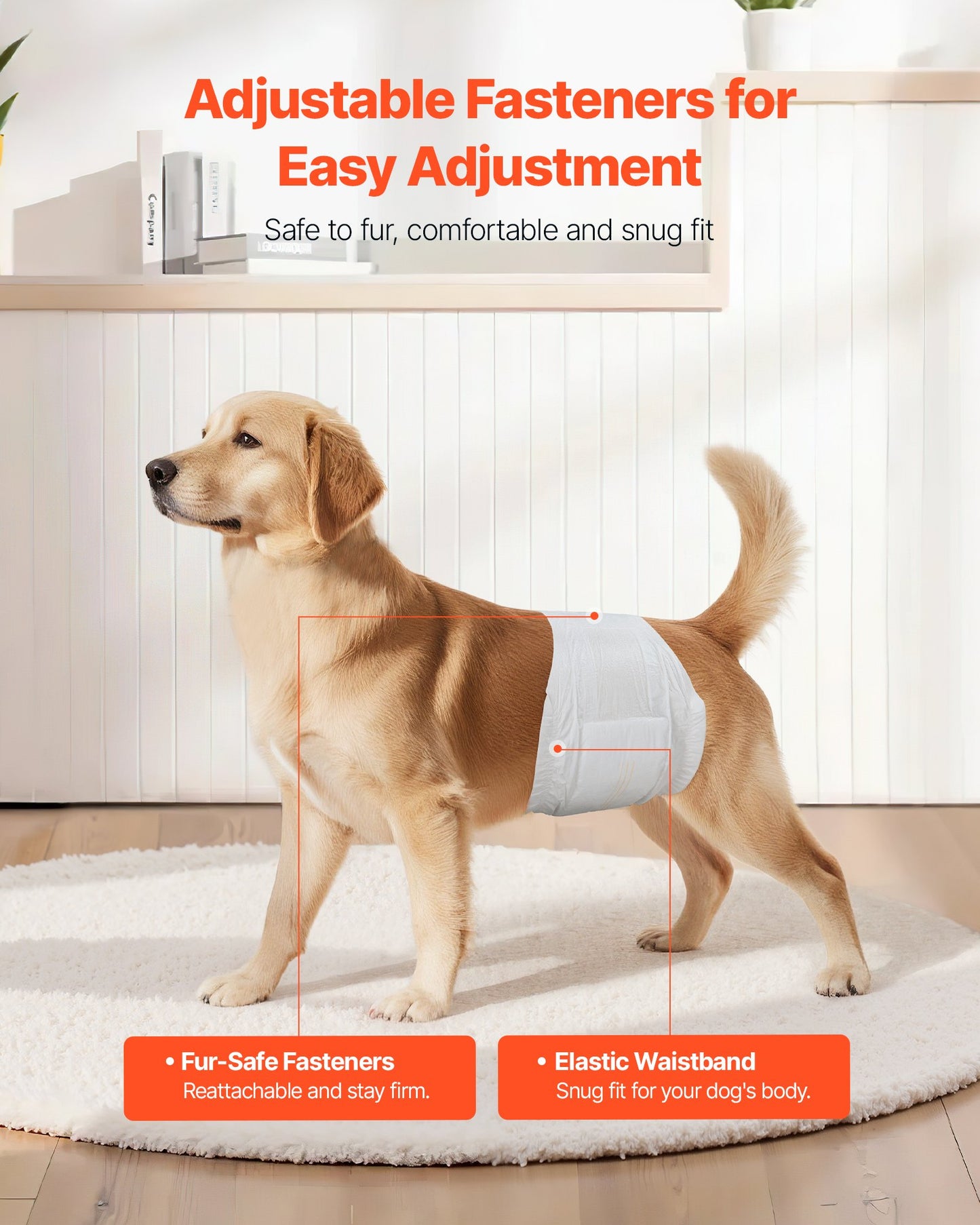 Disposable Male Dog Diapers, Super Absorbent Male Dog Wraps, 360 ° Leak-Proof Belly Bands with Wetness Indicator for Doggies in Heat, Training, Incontinence - M, 96 Count (2 Packs of 48)