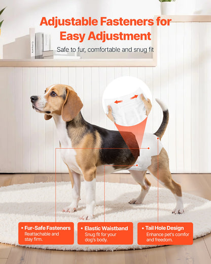 Disposable Dog Diapers, Super Absorbent Female Dog Diapers, 360° Leak-Proof Female Doggy Pet Diaper with Wetness Indicator for Heat Period, Training, Incontinence - S, 144 Count (2 Packs of 72)