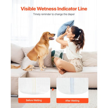 Disposable diapers for dogs Super absorbent diapers for female dogs M size 96 pcs