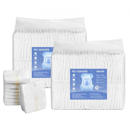 Disposable Dog Diapers, Super Absorbent Female Dog Diapers, 360° Leak-Proof Female Doggy Pet Diaper with Wetness Indicator for Heat Period, Training, Incontinence - M, 96 Count (2 Packs of 48)