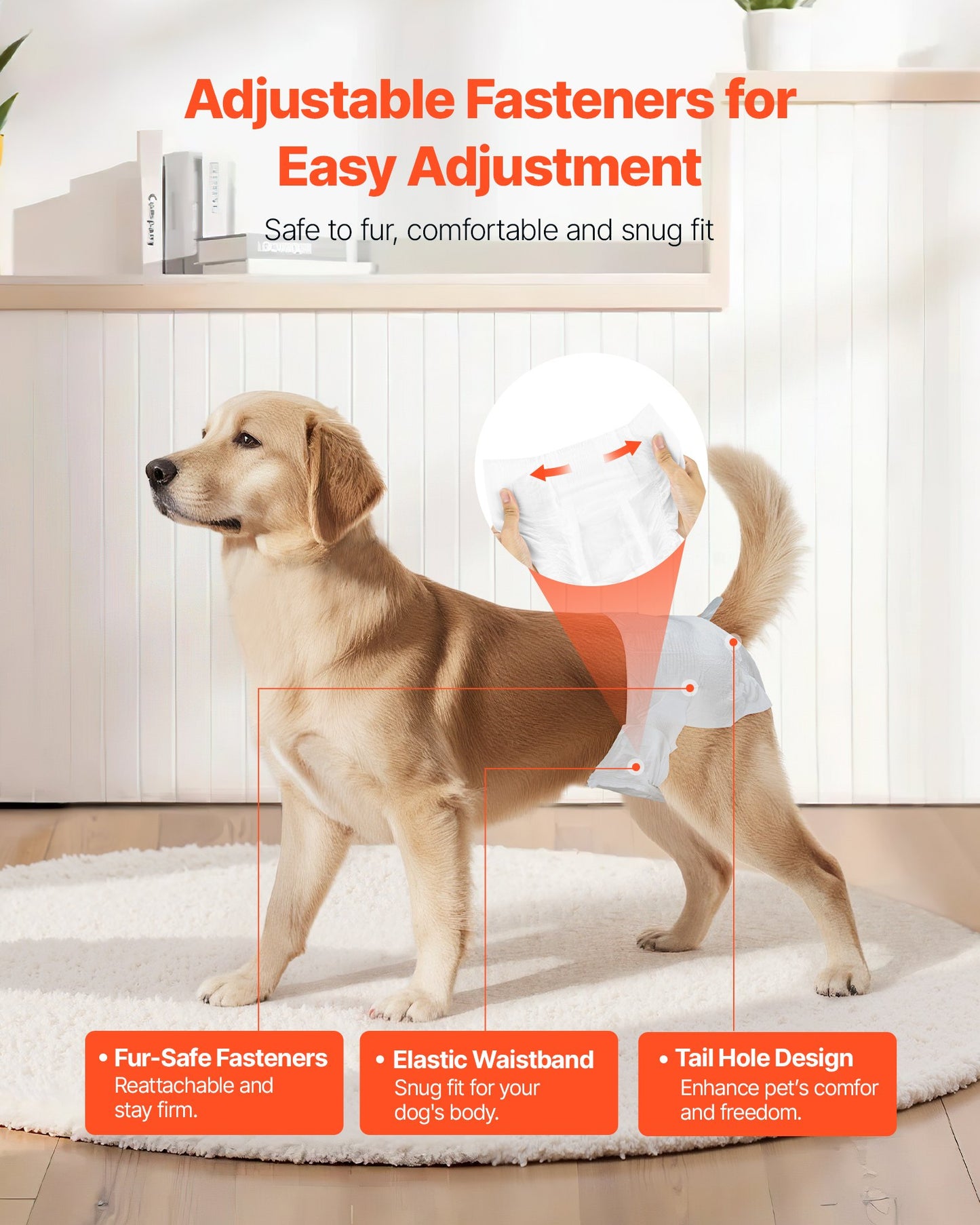 Disposable Dog Diapers, Super Absorbent Female Dog Diapers, 360° Leak-Proof Female Doggy Pet Diaper with Wetness Indicator for Heat Period, Training, Incontinence - M, 96 Count (2 Packs of 48)