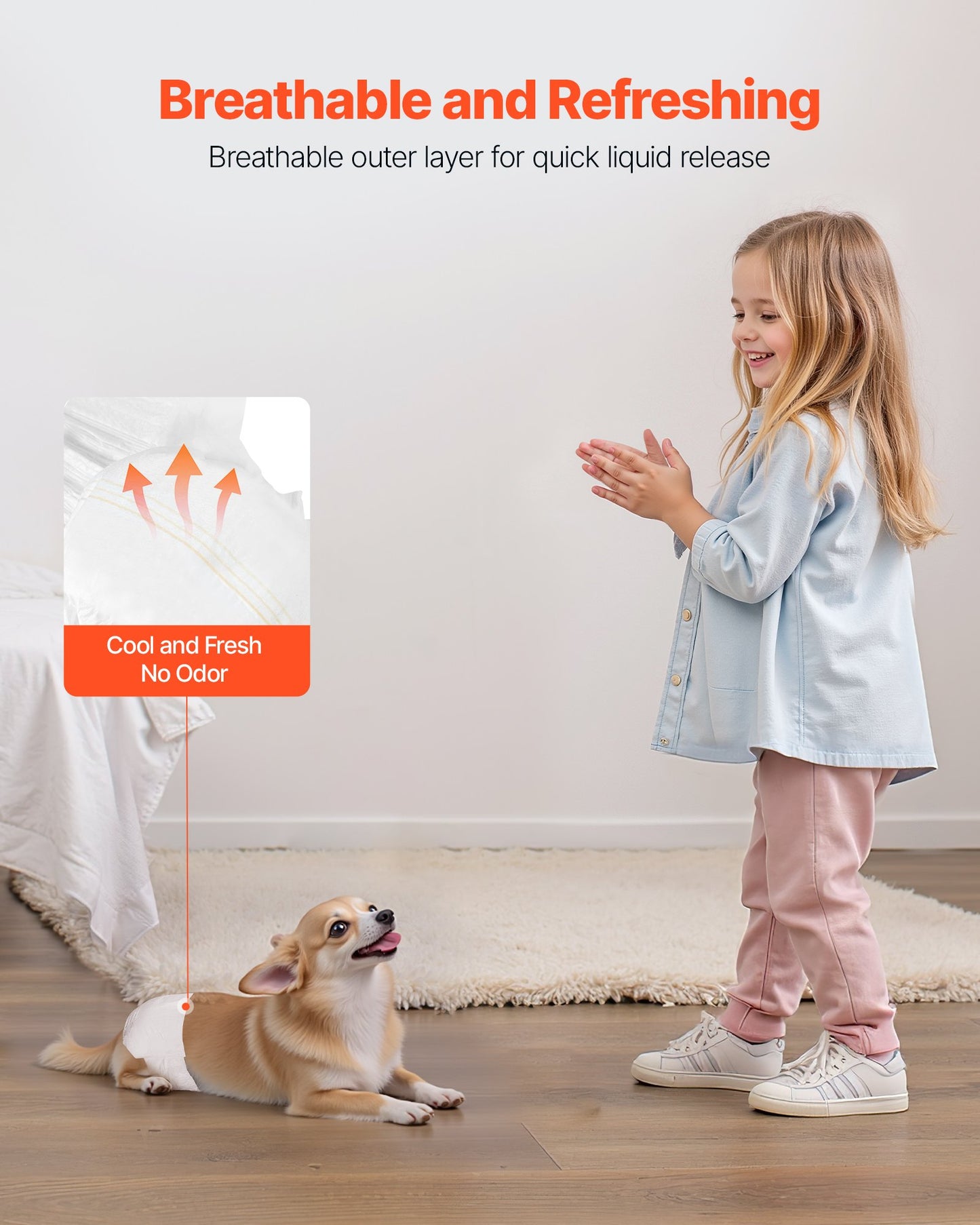 Disposable Dog Diapers, Super Absorbent Female Dog Diapers, 360° Leak-Proof Female Doggy Pet Diaper with Wetness Indicator for Heat Period, Training, Incontinence - XS, 96 Count (2 Packs of 48)