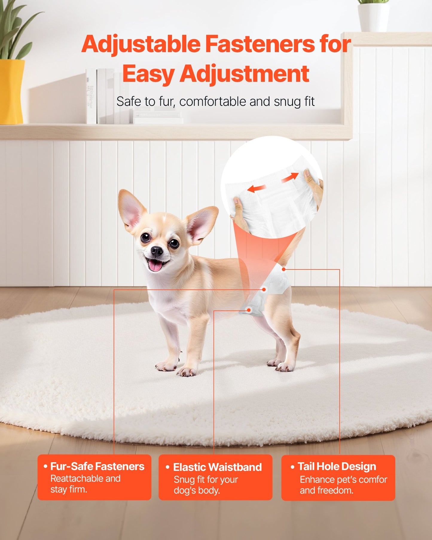 Disposable Dog Diapers, Super Absorbent Female Dog Diapers, 360° Leak-Proof Female Doggy Pet Diaper with Wetness Indicator for Heat Period, Training, Incontinence - XS, 96 Count (2 Packs of 48)