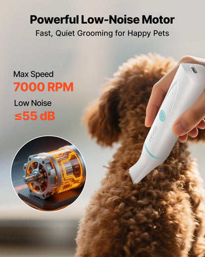 Dog Clippers for Grooming, 4 in 1 Dog Grooming Kit, Low Noise, Rechargeable Pet Shaver with 6 Combs & 4 Detachable Blades, Waterproof Cordless Pet Hair Trimmers Nail Grinder Set for Dogs Cats