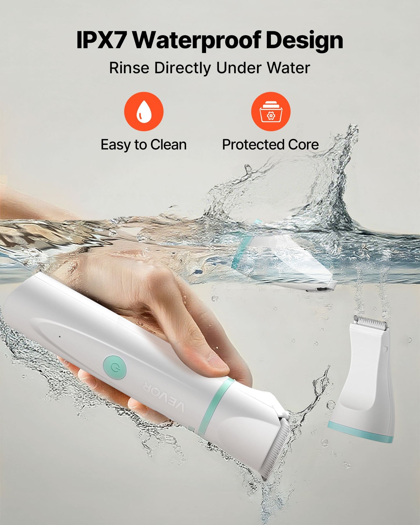 Dog Clippers for Grooming, 4 in 1 Dog Grooming Kit, Low Noise, Rechargeable Pet Shaver with 6 Combs & 4 Detachable Blades, Waterproof Cordless Pet Hair Trimmers Nail Grinder Set for Dogs Cats