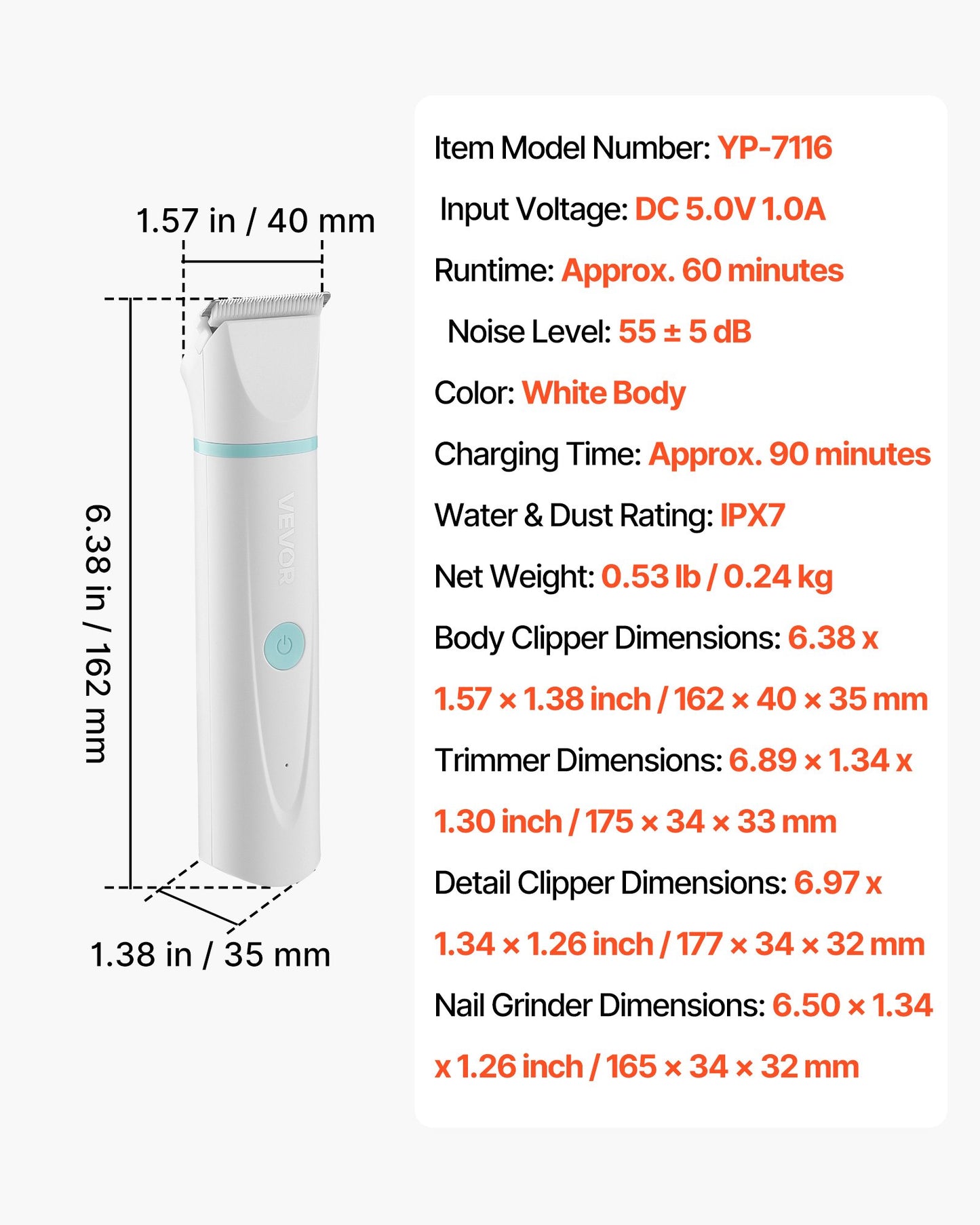 Dog Clippers for Grooming, 4 in 1 Dog Grooming Kit, Low Noise, Rechargeable Pet Shaver with 6 Combs & 4 Detachable Blades, Waterproof Cordless Pet Hair Trimmers Nail Grinder Set for Dogs Cats
