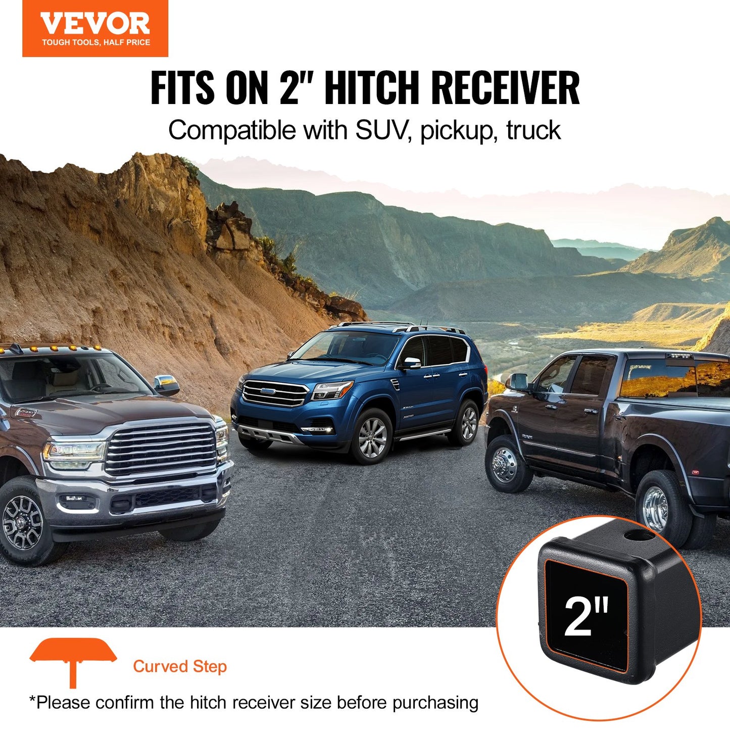Hitch Step för 2" mottagare Universal Trailer Bogsering Bakre stötfångare Stål