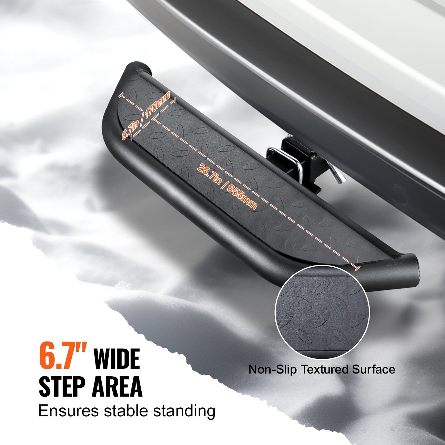 Hitch Step för 2" mottagare Universal Trailer Bogsering Bakre stötfångare Stål