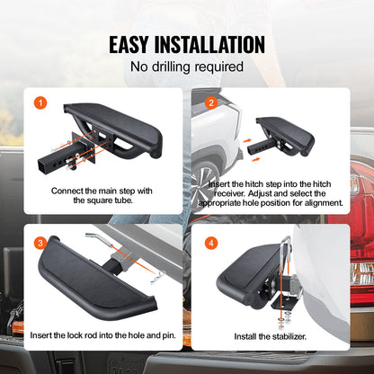 Hitch Step för 2" mottagare Universal Trailer Bogsering Bakre stötfångare Stål