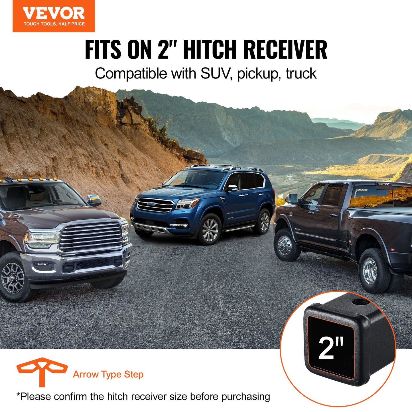 Hitch Step för 2" mottagare Universal Trailer Bogsering Bakre stötfångare Stål