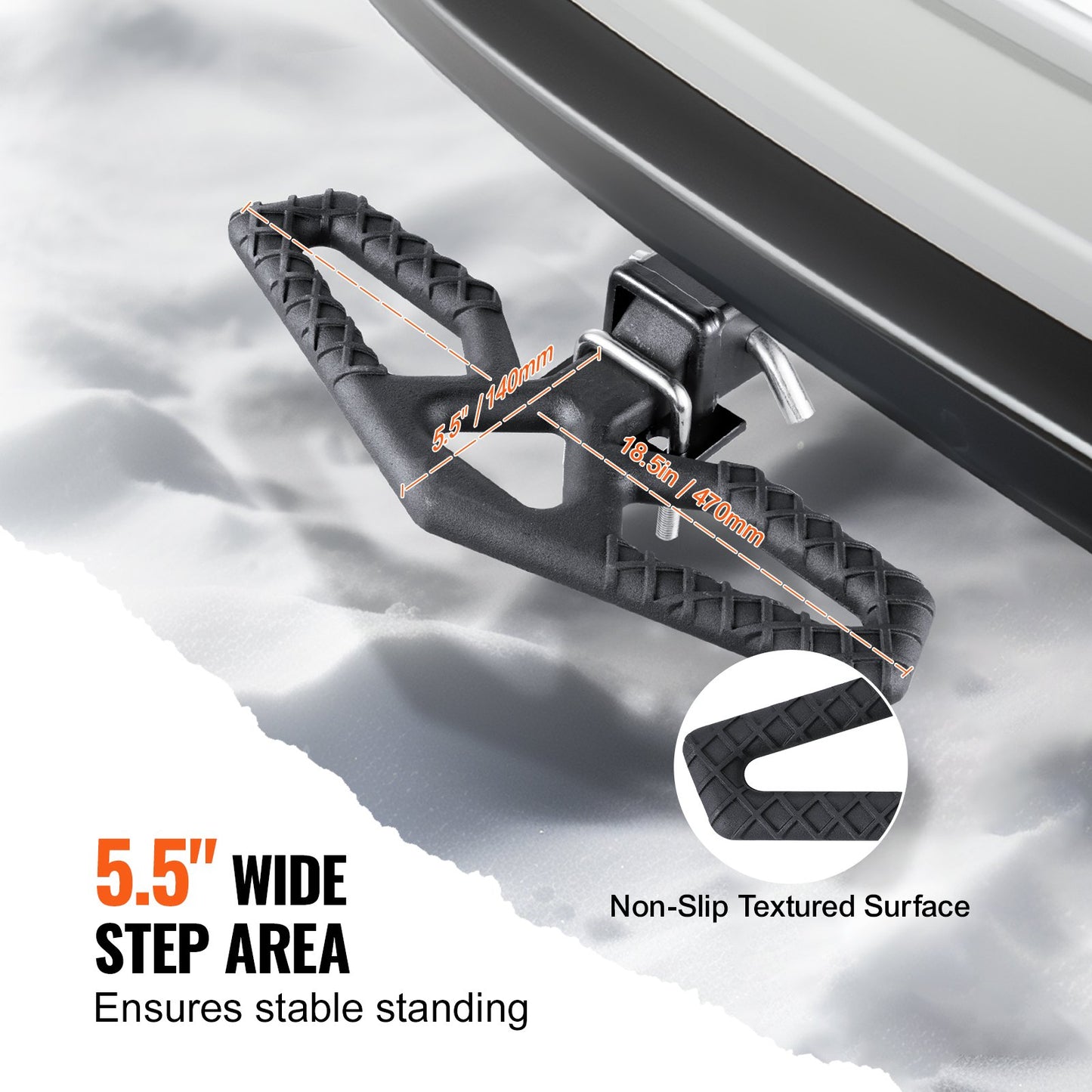 Hitch Step för 2" mottagare Universal Trailer Bogsering Bakre stötfångare Stål