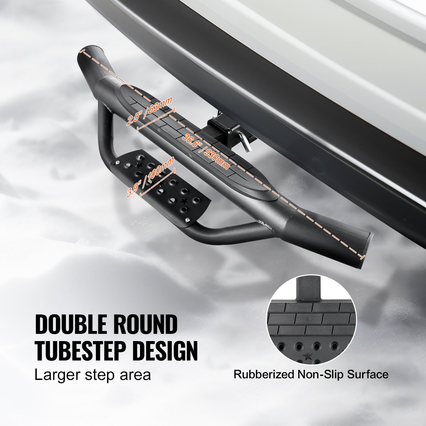 Hitch Step för 2" mottagare Universal Trailer Bogsering Bakre stötfångare Stål