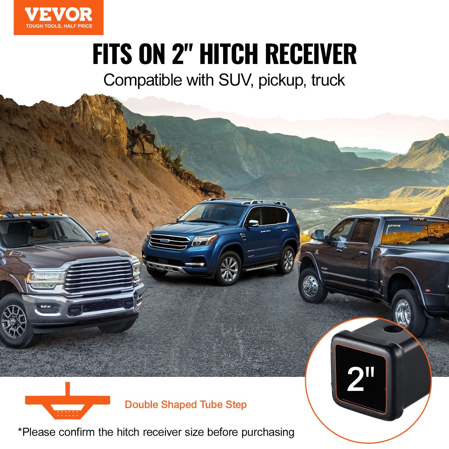 Hitch Step för 2" mottagare Universal Trailer Bogsering Bakre stötfångare Stål