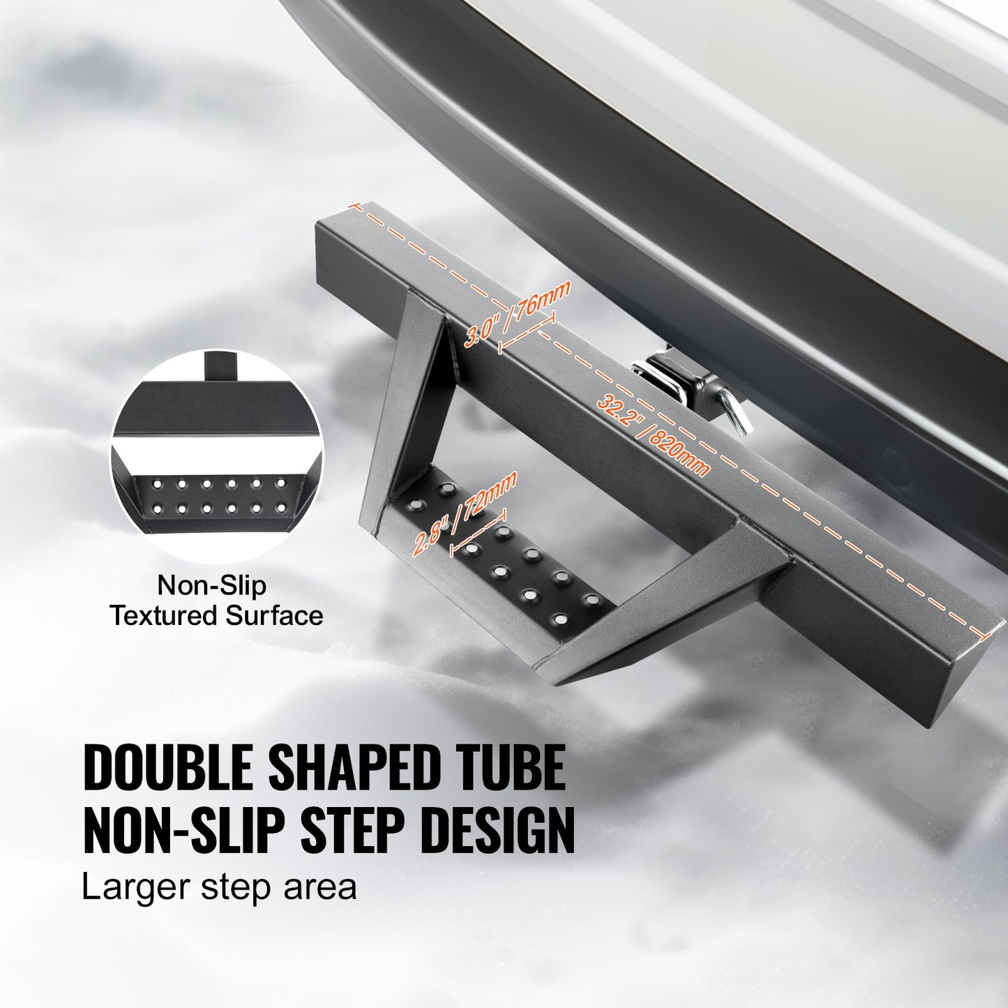 Hitch Step för 2" mottagare Universal Trailer Bogsering Bakre stötfångare Stål