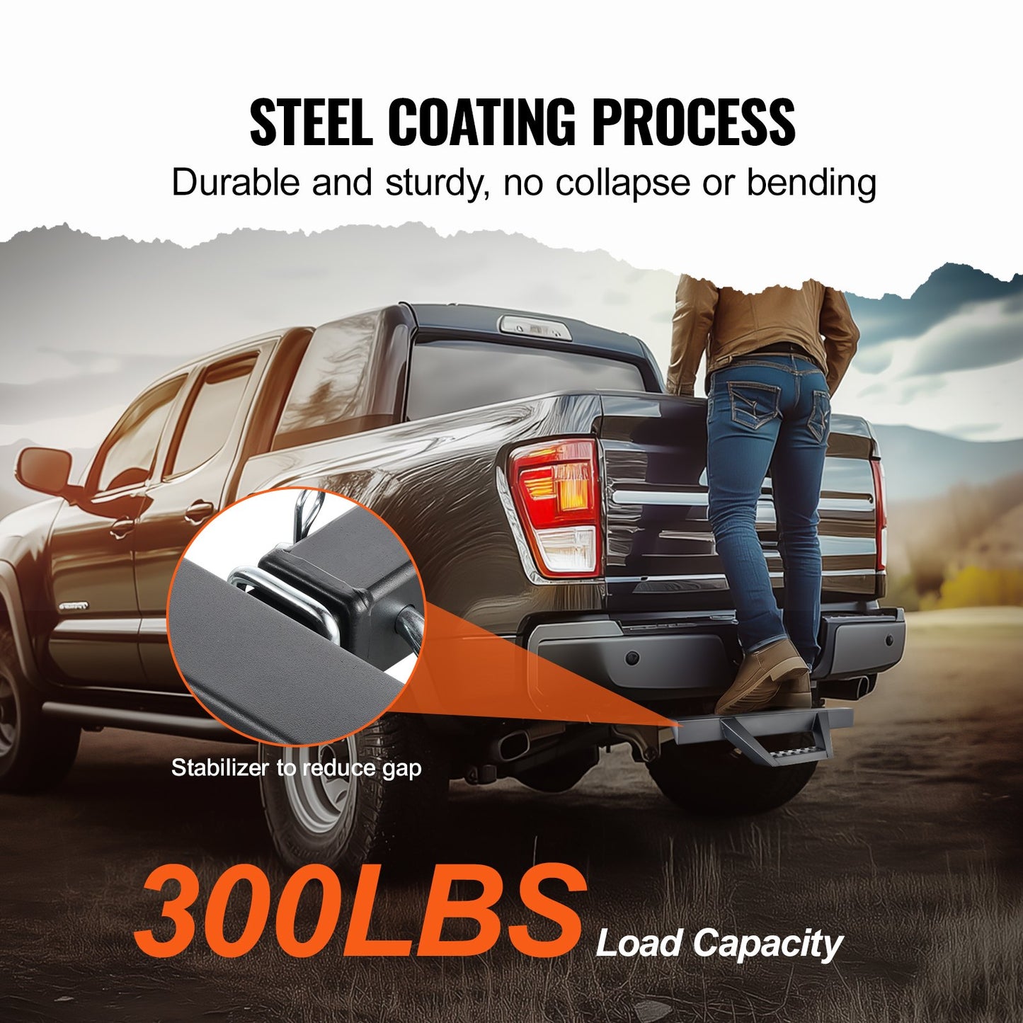 Hitch Step för 2" mottagare Universal Trailer Bogsering Bakre stötfångare Stål