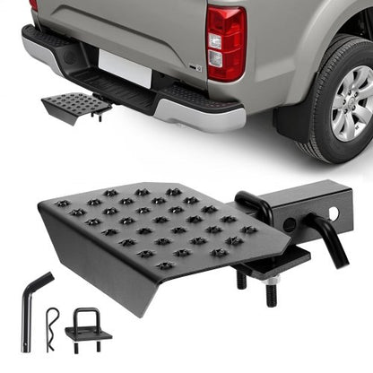 Hitch Step for 2 Inch Receiver, Universal Rear Bumper Guard Protector with 350 LBS Load Capacity, Wide & Non-Slip Tow Hitch Step with Pin Kit and Stabilizer, Fit for Truck, SUV, Pickup, Trailer