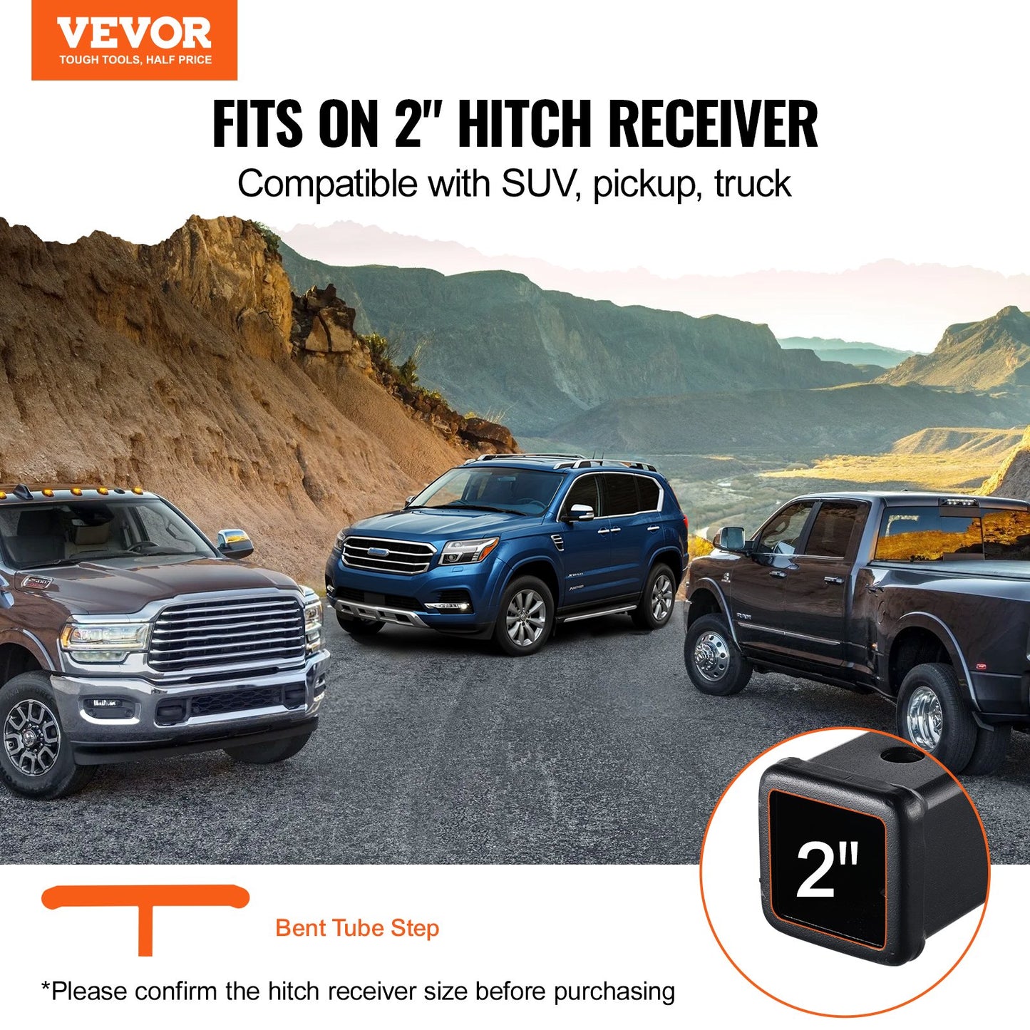 Anhängerkupplungsstufe für 2"-Empfänger, universeller Anhänger, Abschleppstoßstange hinten, Stahl