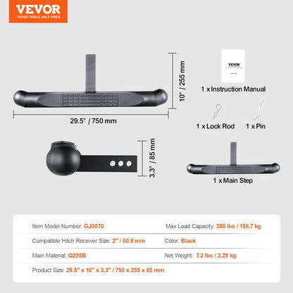 Anhängerkupplungsstufe für 2"-Empfänger, universeller Anhänger, Abschleppstoßstange hinten, Stahl