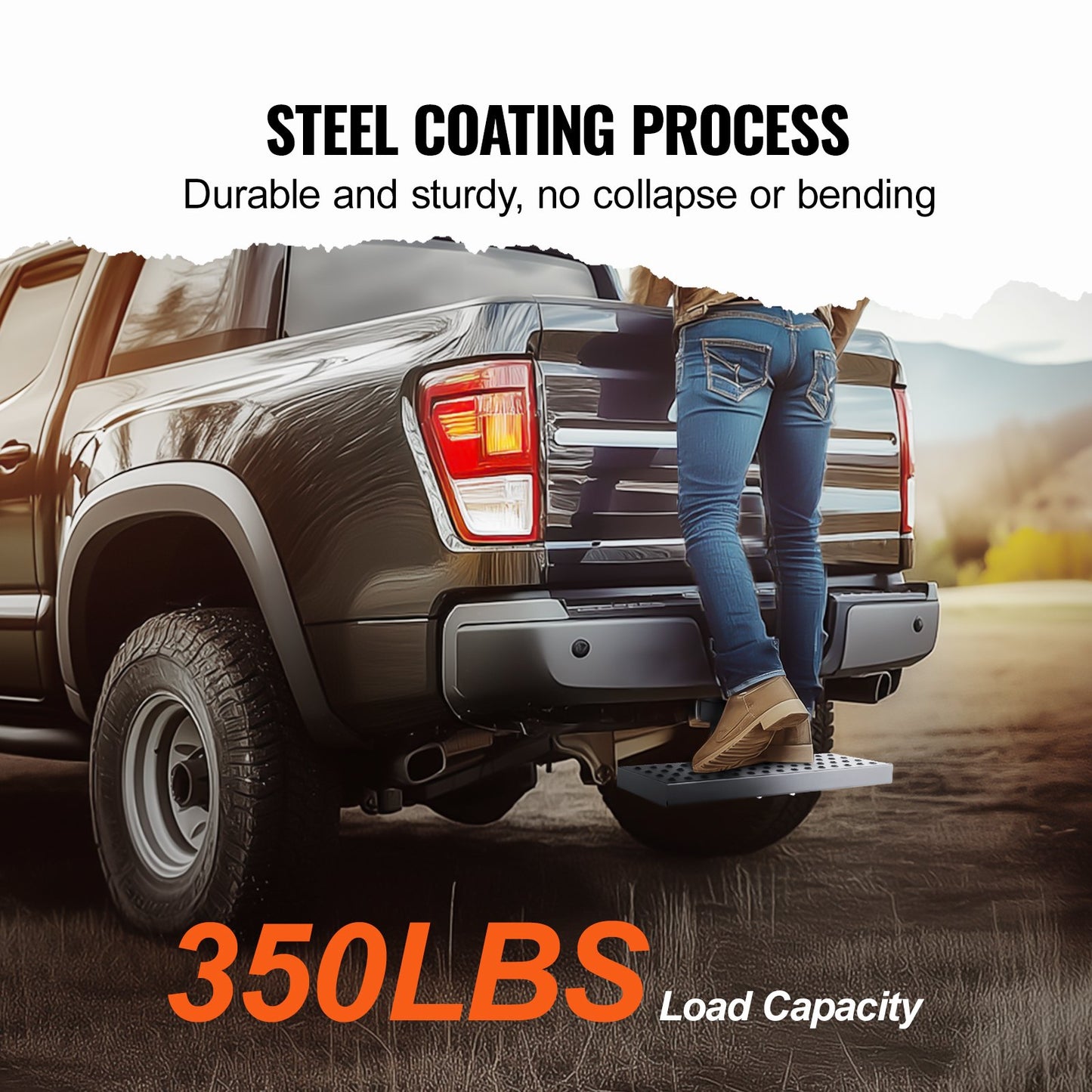 Hitch Step för 2" mottagare Universal Trailer Bogsering Bakre stötfångare Stål