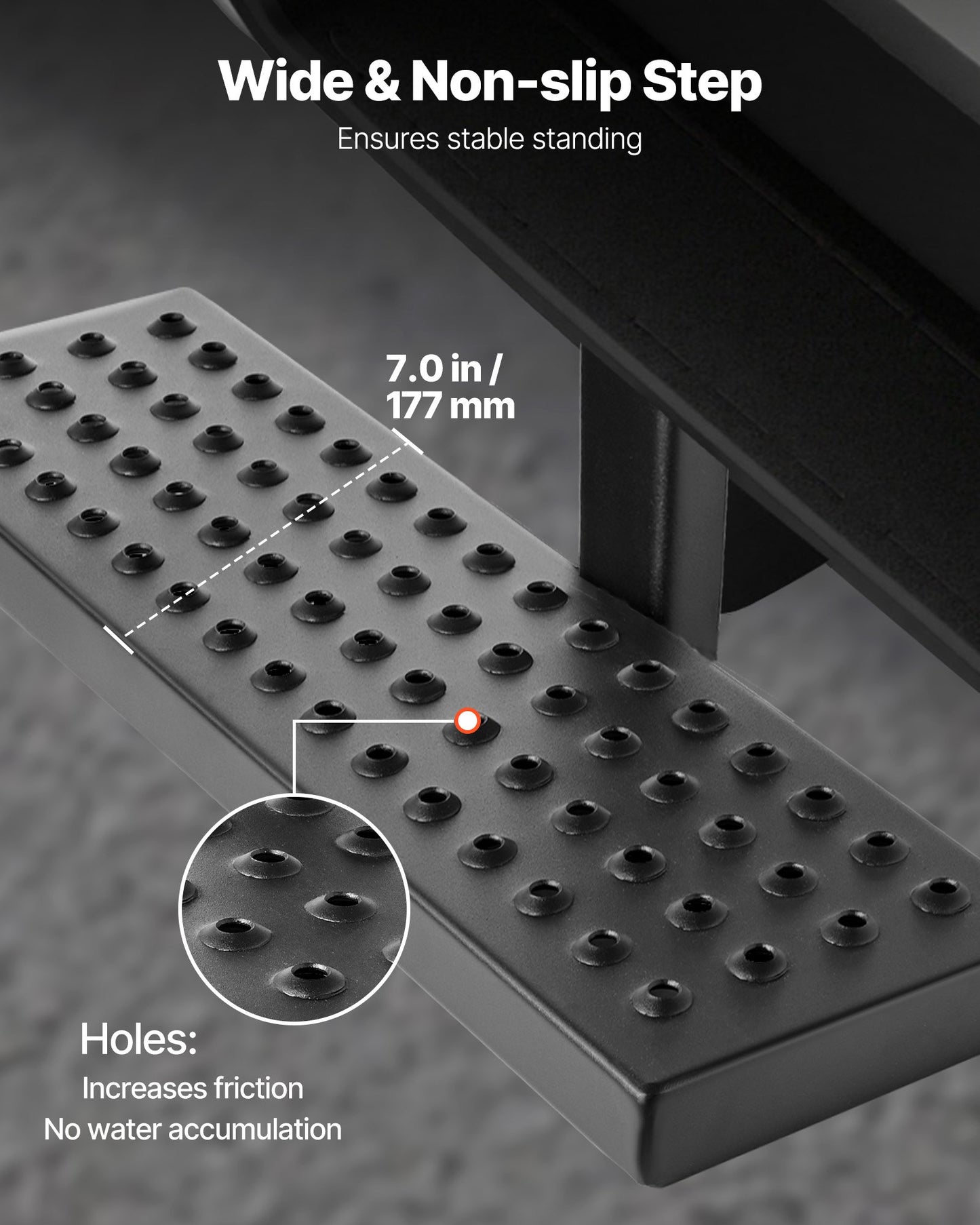 Hitch Step for 2 Inch Receiver, Universal Rear Bumper Guard Protector with 350 LBS Load Capacity, Wide & Non-Slip Tow Hitch Step with Pin Kit and Stabilizer, Fit for Pickup, Trailer, Truck, SUV