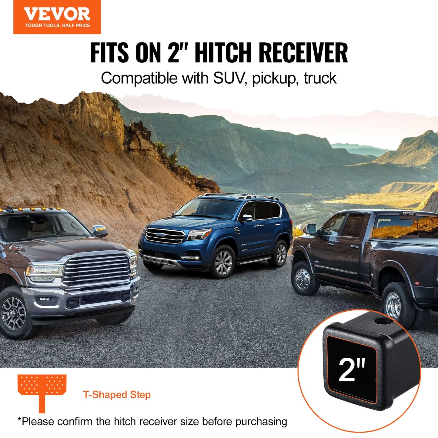 Anhängerkupplungsstufe für 2"-Empfänger, universeller Anhänger, Abschleppstoßstange hinten, Stahl