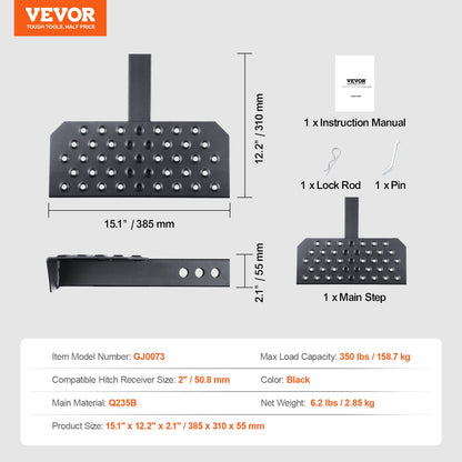Anhängerkupplungsstufe für 2"-Empfänger, universeller Anhänger, Abschleppstoßstange hinten, Stahl