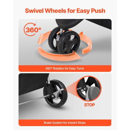 pet stroller foldable 3-wheel travel dog cart with brake up to 35lbs | EU