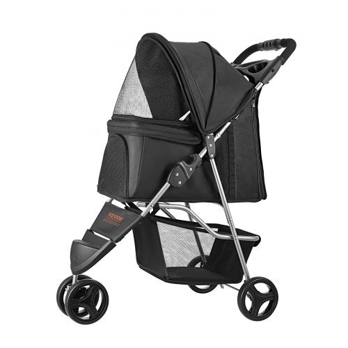 pet stroller foldable 3-wheel travel dog cart with brake up to 35lbs | EU