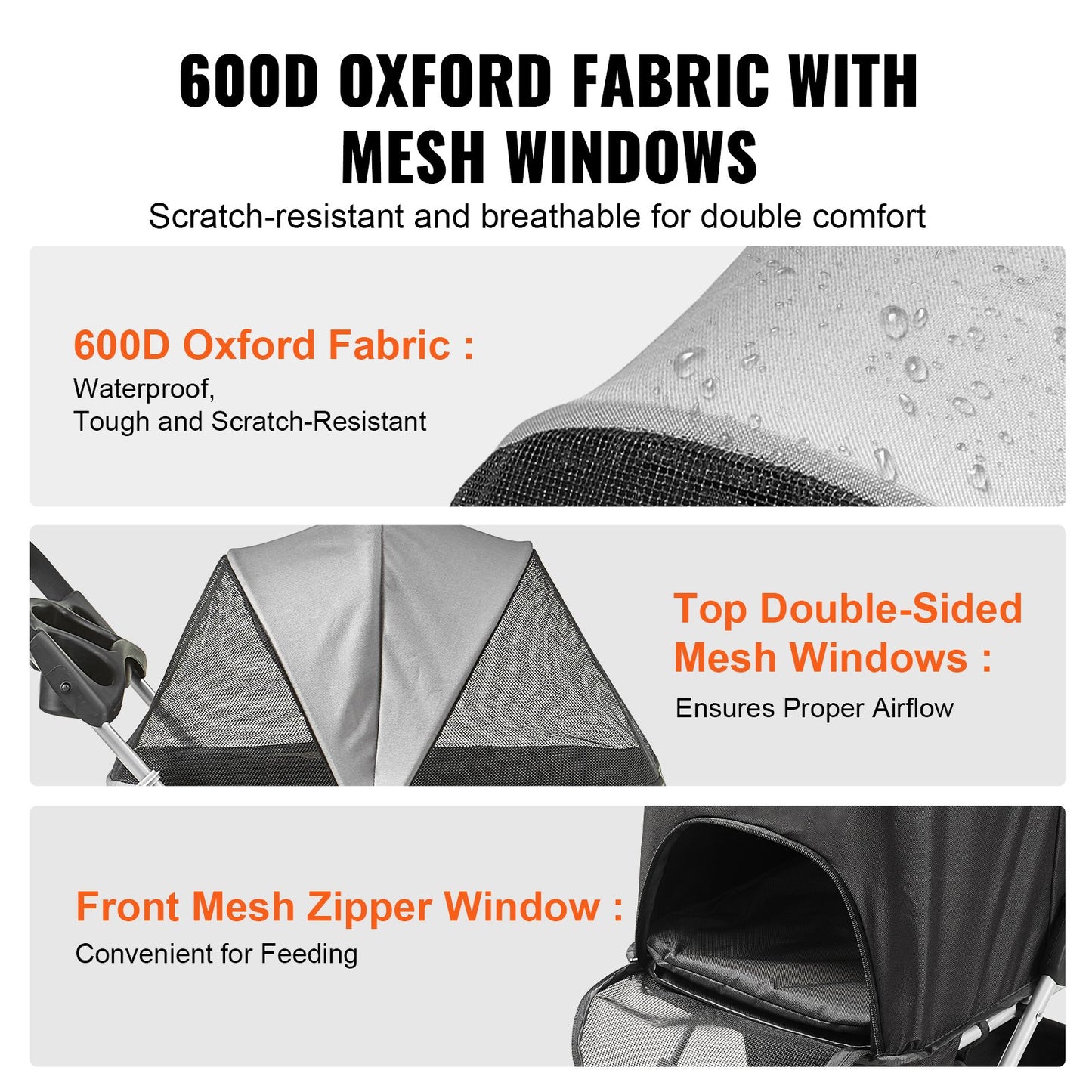 Haustier-Buggy, 4-Rad-Hundewagen, drehbar mit Bremsen, 15,9 kg Tragkraft, Welpen-Buggy mit abnehmbarer Trage, Aufbewahrungskorb und Getränkehalter, für Reisen mit Hunden und Katzen, Schwarz + Dunkelgrau