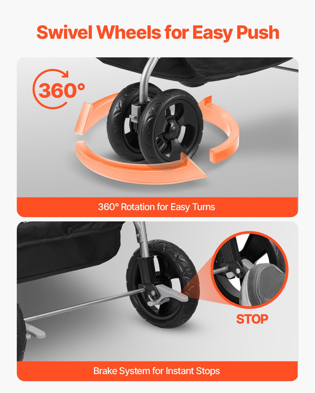 Haustier-Kinderwagen, faltbar, 4-Rad-Hundewagen, abnehmbarer Träger, bis zu 35 Pfund