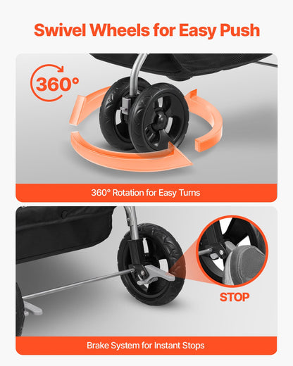 Haustier-Kinderwagen, faltbar, 4-Rad-Hundewagen, abnehmbarer Träger, bis zu 35 Pfund