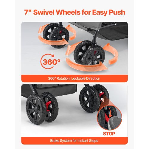 Pet Trolley Foldable Dog Cart with 4 Wheels Reversible Handle Up to 20 kg | EU