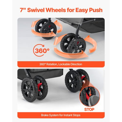 Pet Trolley Foldable Dog Cart with 4 Wheels Reversible Handle Up to 20 kg | EU