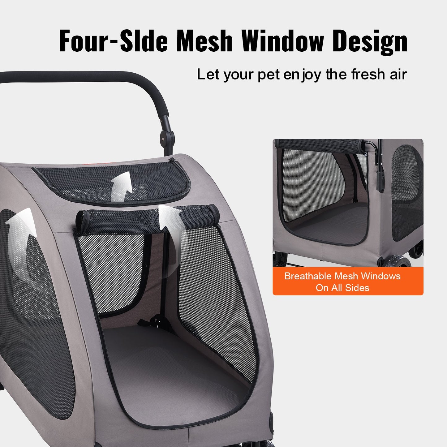 Pet Trolley 4-Wheel Dog Cart Carrier 160lbs Weight Capacity Portable