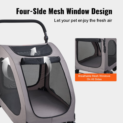 Pet Trolley 4-Wheel Dog Cart Carrier 160lbs Weight Capacity Portable