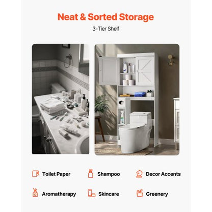 Bathroom cabinet over the toilet with adjustable shelf white 163 cm