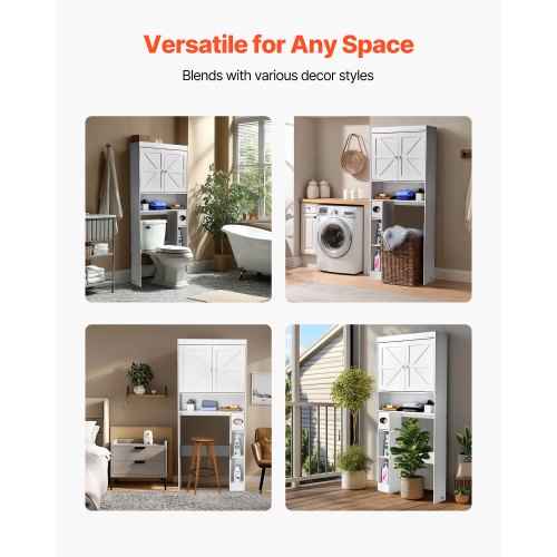 Bathroom cabinet over the toilet with adjustable shelf white 163 cm