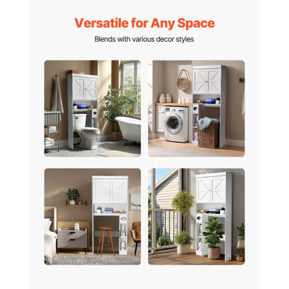 Bathroom cabinet over the toilet with adjustable shelf white 163 cm