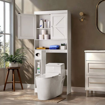 Bathroom cabinet over the toilet with adjustable shelf white 163 cm