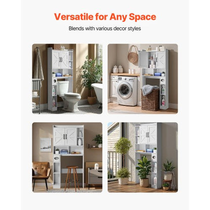 Bathroom cabinet over the toilet with adjustable shelf white 152 cm high