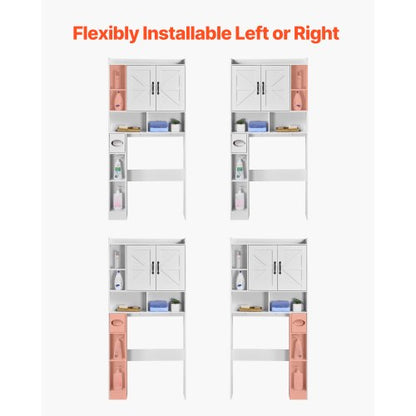 Bathroom cabinet over the toilet with adjustable shelf white 152 cm high