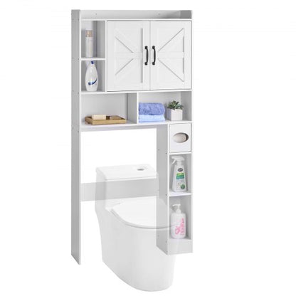 Bathroom cabinet over the toilet with adjustable shelf white 152 cm high